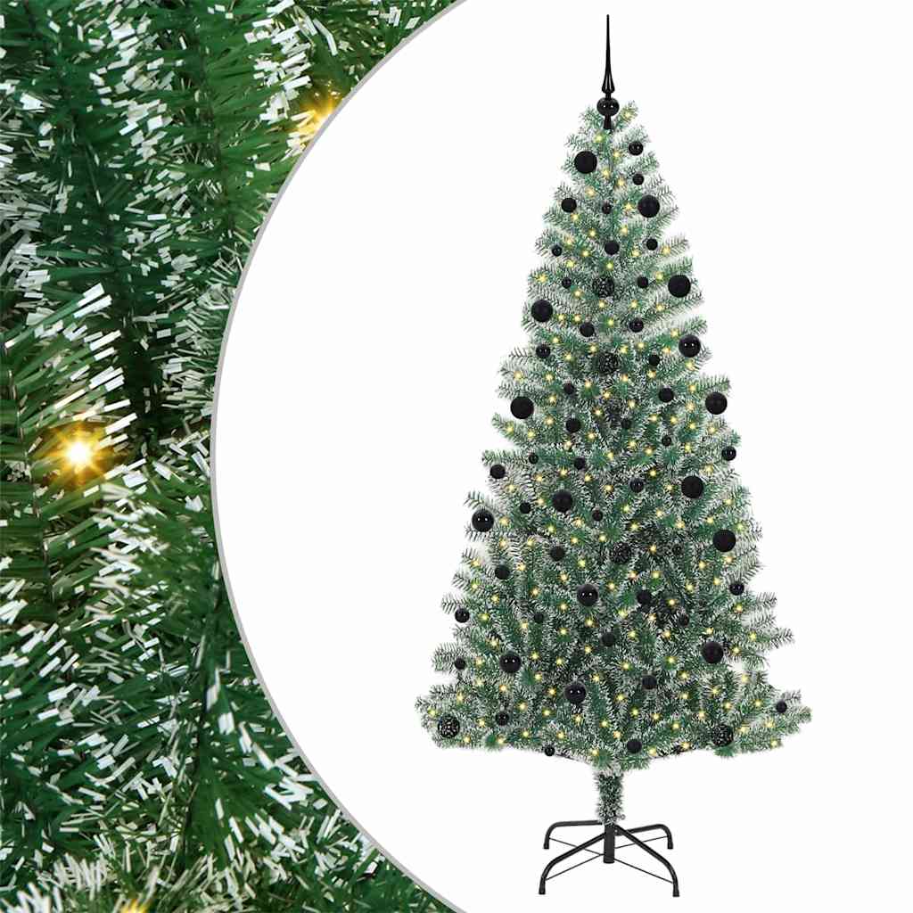 Kunstmatige Kerstboom Sneeuw Gevlochten met LED Licht 210 cm is nu te koop bij PeponiXL, paradijselijk wonen!