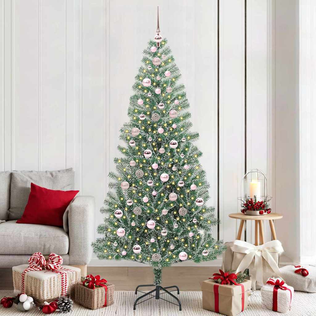 Kunstmatige Kerstboom Sneeuw Gevlochten met LED Licht 210 cm is nu te koop bij PeponiXL, paradijselijk wonen!