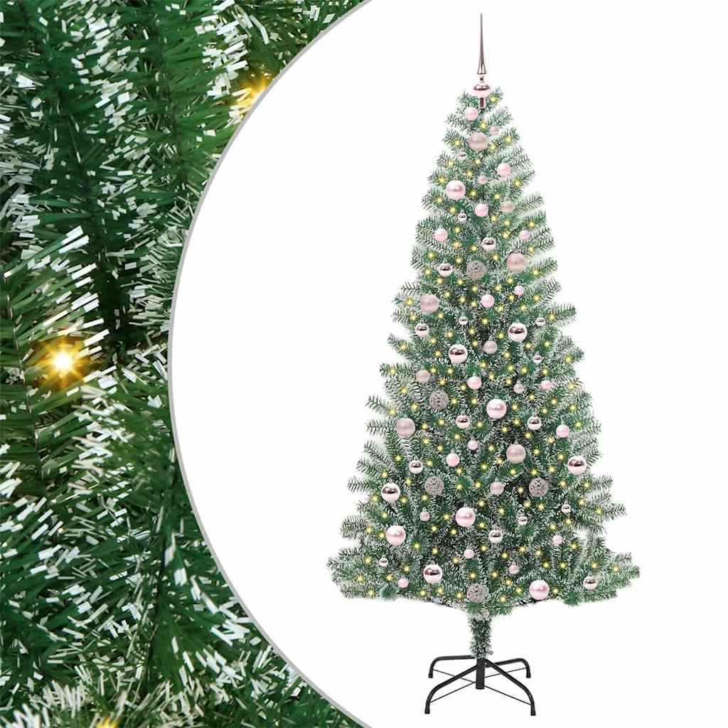 Kunstmatige Kerstboom Sneeuw Gevlochten met LED Licht 210 cm is nu te koop bij PeponiXL, paradijselijk wonen!