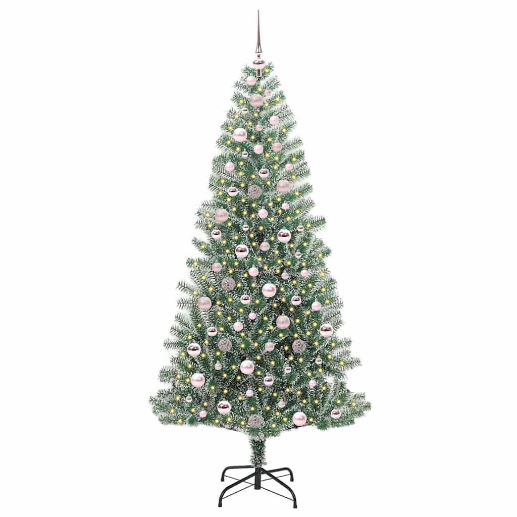 Kunstmatige Kerstboom Sneeuw Gevlochten met LED Licht 210 cm is nu te koop bij PeponiXL, paradijselijk wonen!