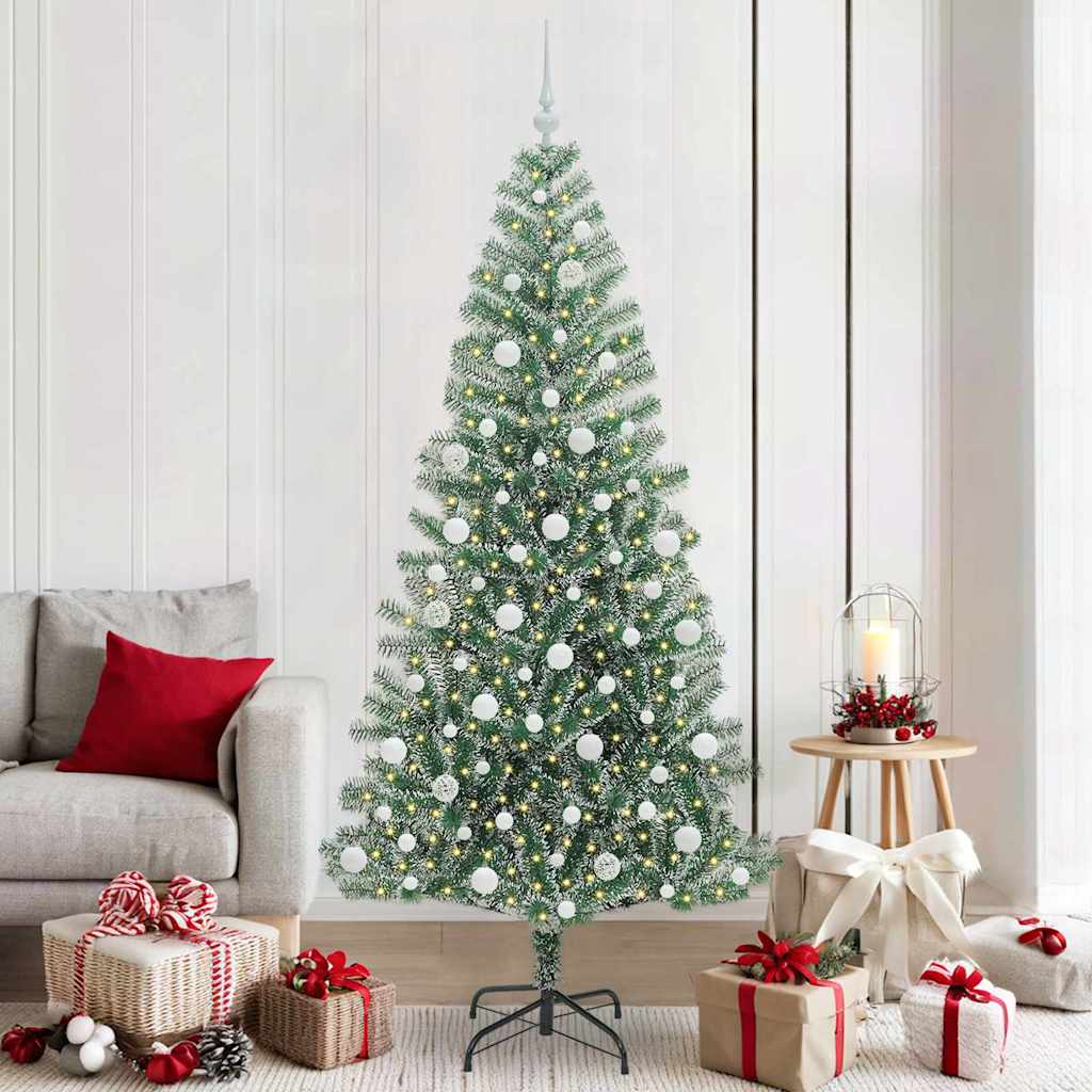 Kunstmatige Kerstboom Sneeuw Gevlochten met LED Licht 210 cm is nu te koop bij PeponiXL, paradijselijk wonen!