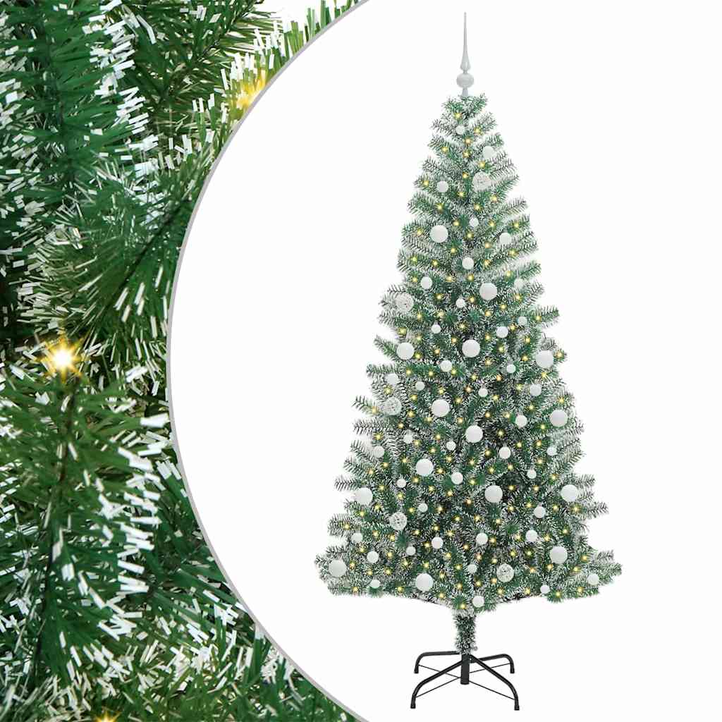 Kunstmatige Kerstboom Sneeuw Gevlochten met LED Licht 210 cm is nu te koop bij PeponiXL, paradijselijk wonen!