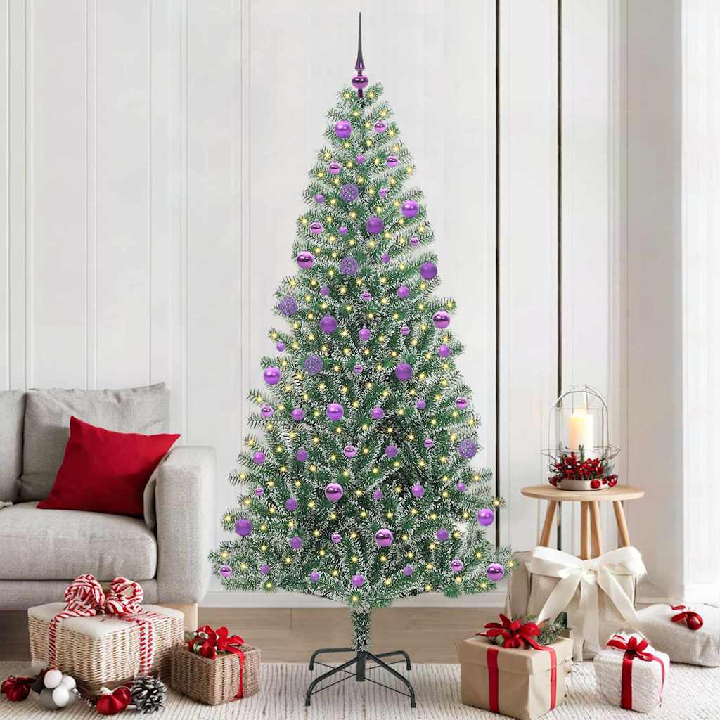 Kunstmatige Kerstboom Sneeuw Gevlochten met LED Licht 210 cm is nu te koop bij PeponiXL, paradijselijk wonen!