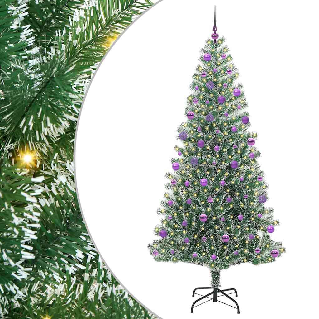Kunstmatige Kerstboom Sneeuw Gevlochten met LED Licht 210 cm is nu te koop bij PeponiXL, paradijselijk wonen!