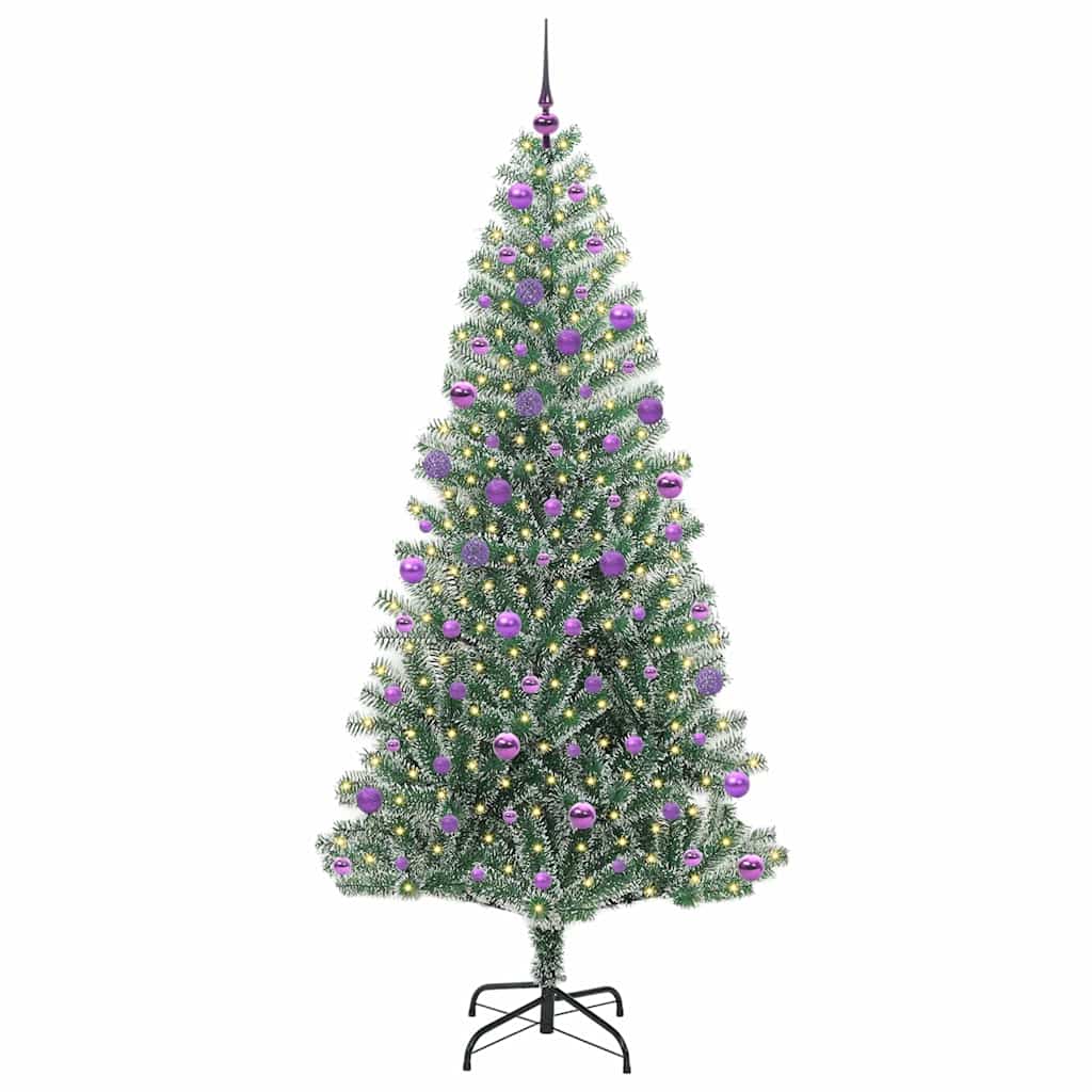 Kunstmatige Kerstboom Sneeuw Gevlochten met LED Licht 210 cm is nu te koop bij PeponiXL, paradijselijk wonen!