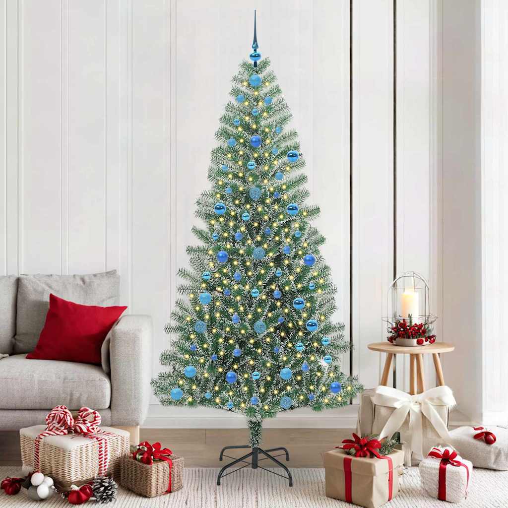 Kunstmatige Kerstboom Sneeuw Gevlochten met LED Licht 210 cm is nu te koop bij PeponiXL, paradijselijk wonen!