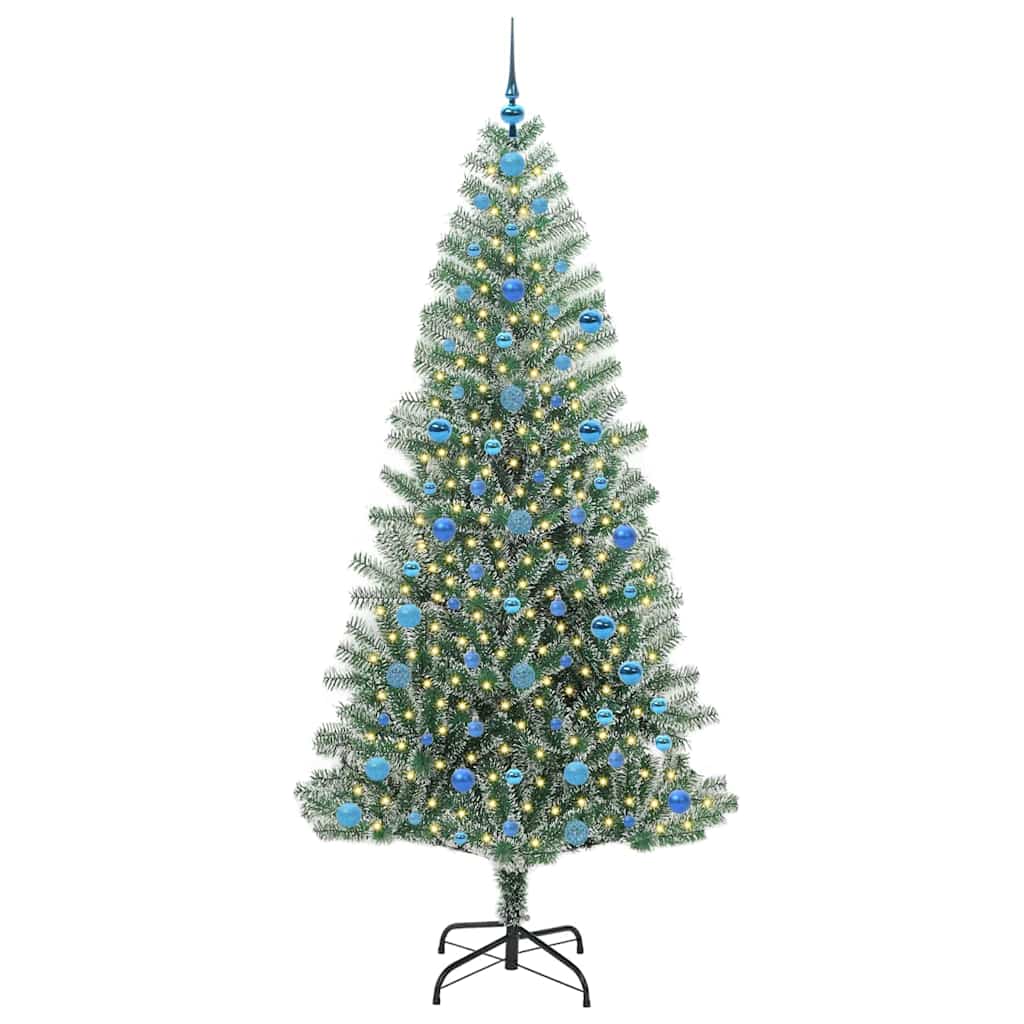 Kunstmatige Kerstboom Sneeuw Gevlochten met LED Licht 210 cm is nu te koop bij PeponiXL, paradijselijk wonen!