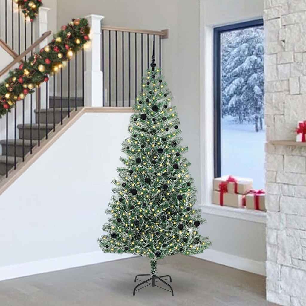 Kunstmatige Kerstboom Sneeuw Gevlochten met LED Licht 240 cm is nu te koop bij PeponiXL, paradijselijk wonen!