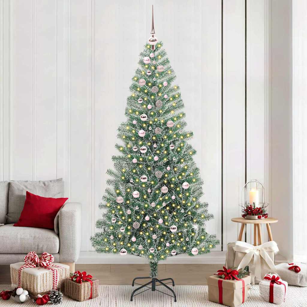 Kunstmatige Kerstboom Sneeuw Gevlochten met LED Licht 240 cm is nu te koop bij PeponiXL, paradijselijk wonen!