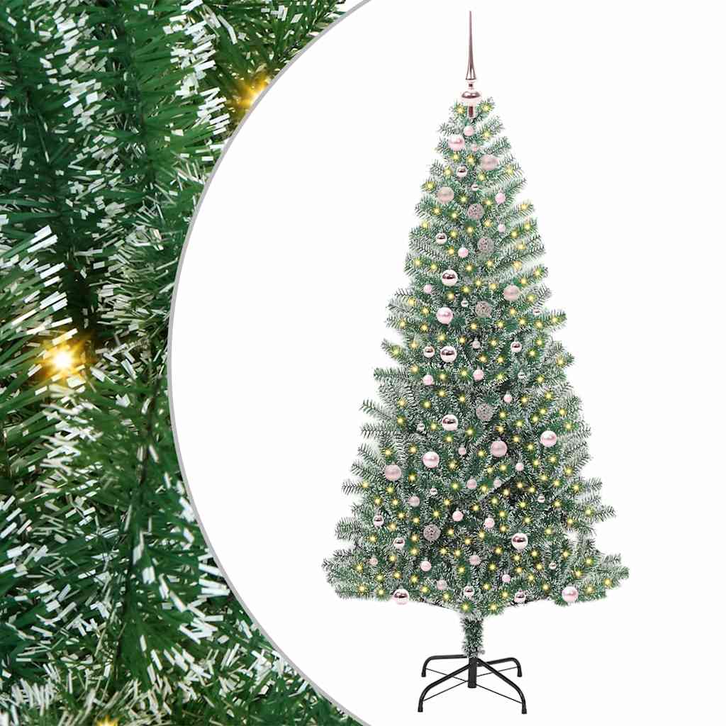 Kunstmatige Kerstboom Sneeuw Gevlochten met LED Licht 240 cm is nu te koop bij PeponiXL, paradijselijk wonen!