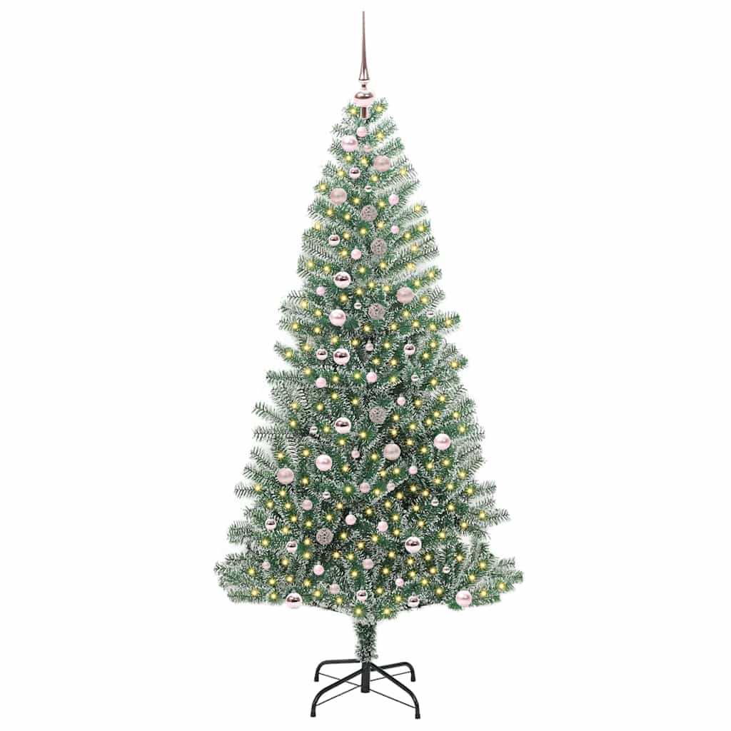 Kunstmatige Kerstboom Sneeuw Gevlochten met LED Licht 240 cm is nu te koop bij PeponiXL, paradijselijk wonen!