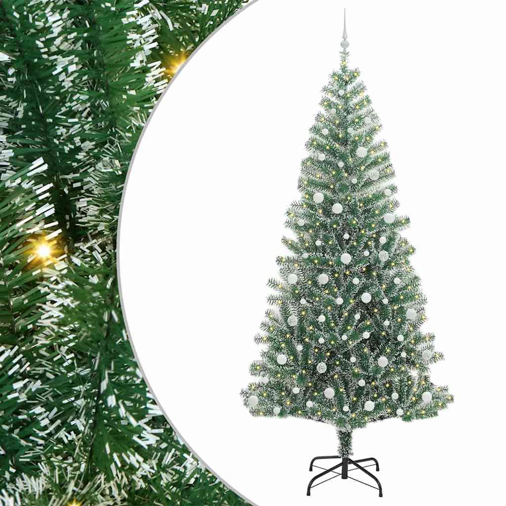 Kunstmatige Kerstboom Sneeuw Gevlochten met LED Licht 240 cm is nu te koop bij PeponiXL, paradijselijk wonen!