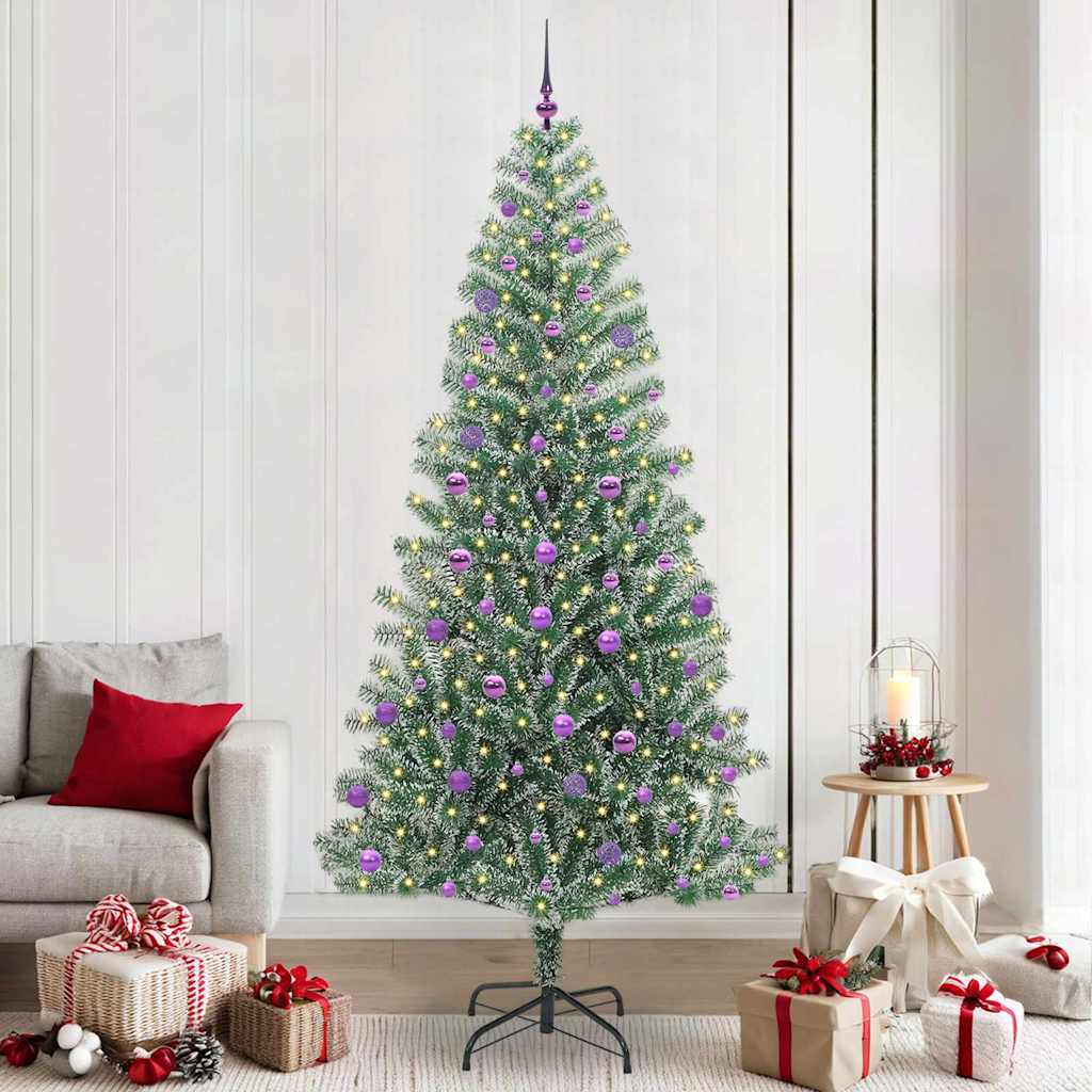 Kunstmatige Kerstboom Sneeuw Gevlochten met LED Licht 240 cm is nu te koop bij PeponiXL, paradijselijk wonen!
