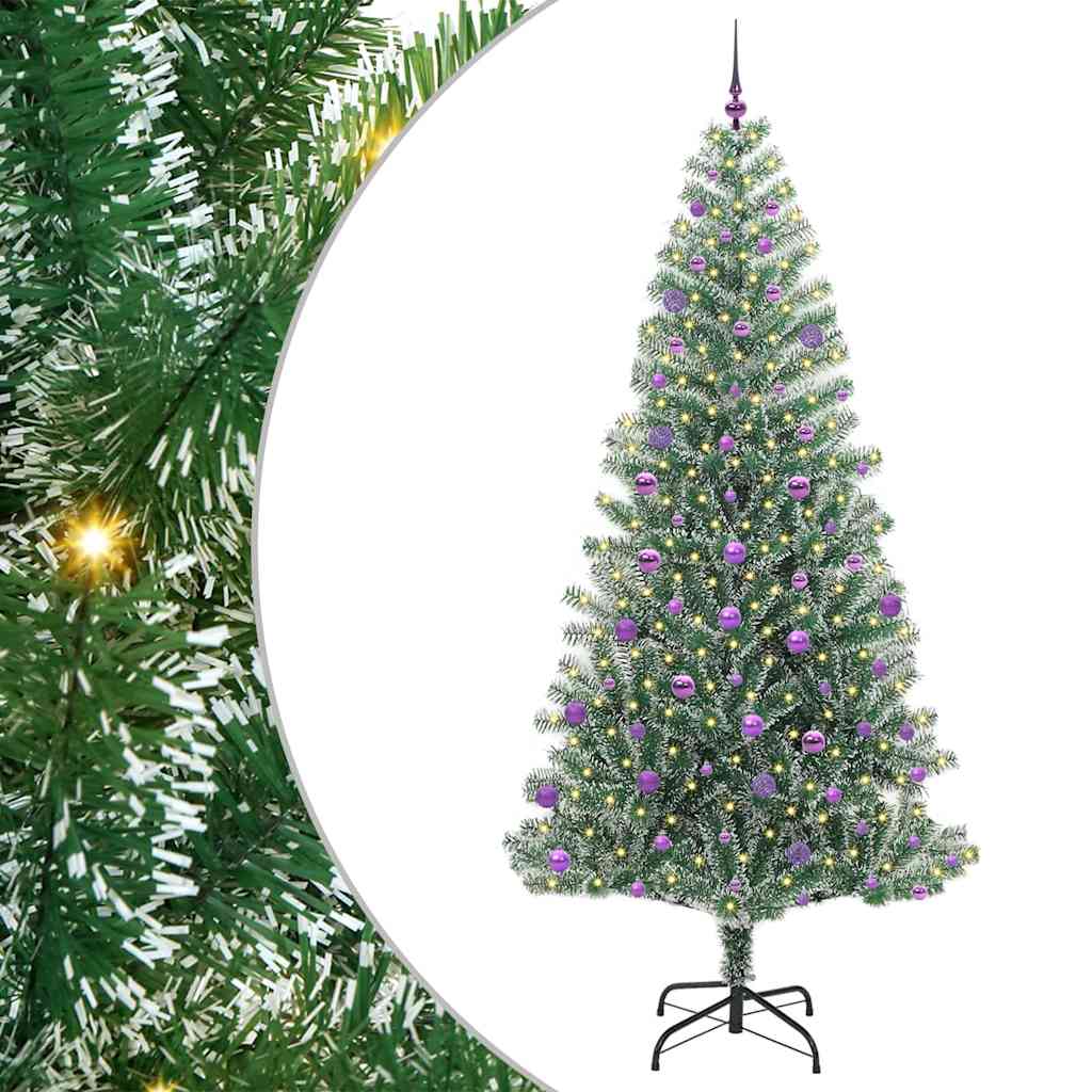 Kunstmatige Kerstboom Sneeuw Gevlochten met LED Licht 240 cm is nu te koop bij PeponiXL, paradijselijk wonen!