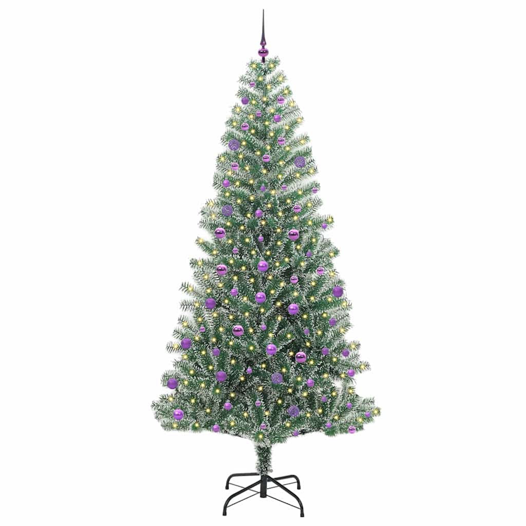 Kunstmatige Kerstboom Sneeuw Gevlochten met LED Licht 240 cm is nu te koop bij PeponiXL, paradijselijk wonen!