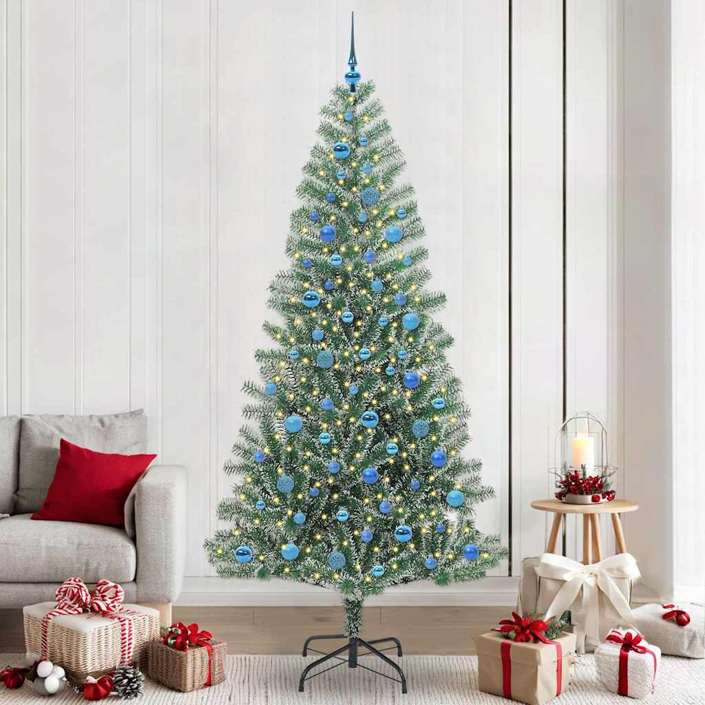 Kunstmatige Kerstboom Sneeuw Gevlochten met LED Licht 240 cm is nu te koop bij PeponiXL, paradijselijk wonen!