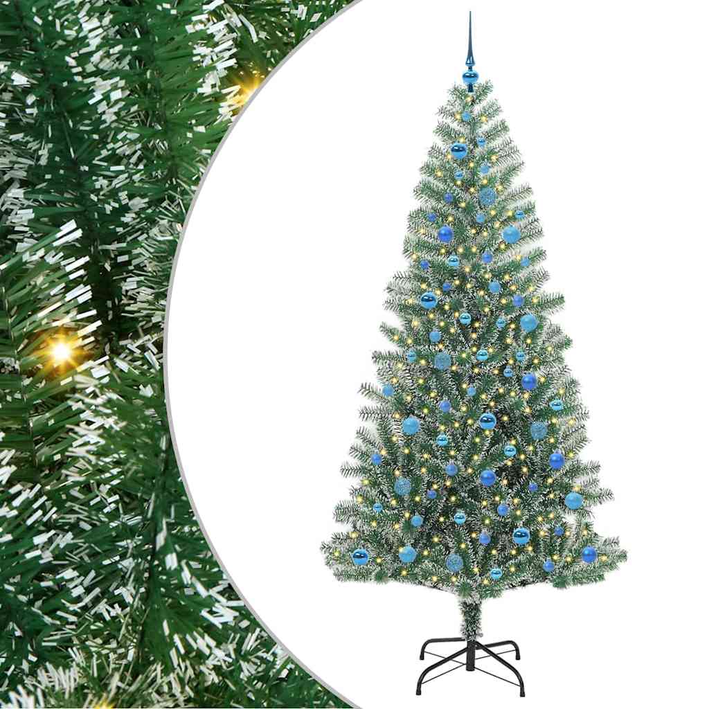 Kunstmatige Kerstboom Sneeuw Gevlochten met LED Licht 240 cm is nu te koop bij PeponiXL, paradijselijk wonen!