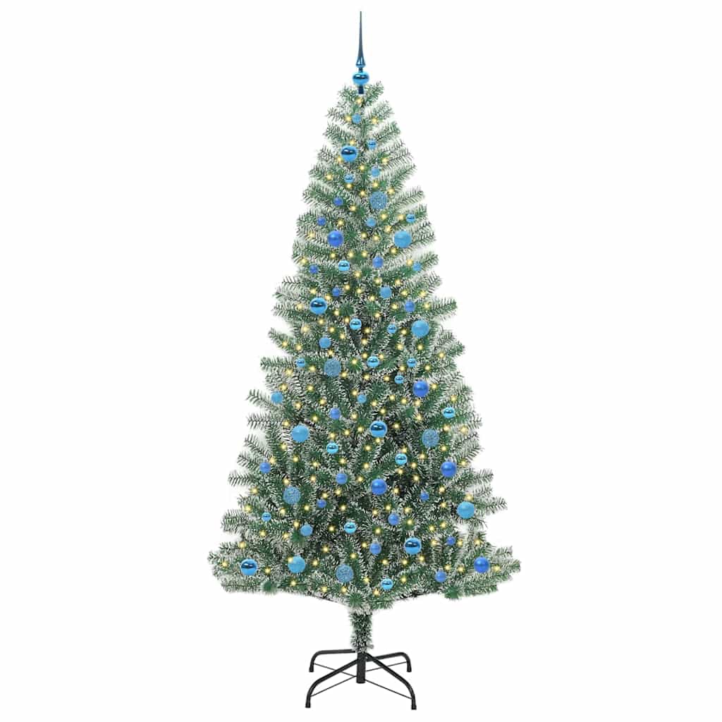 Kunstmatige Kerstboom Sneeuw Gevlochten met LED Licht 240 cm is nu te koop bij PeponiXL, paradijselijk wonen!