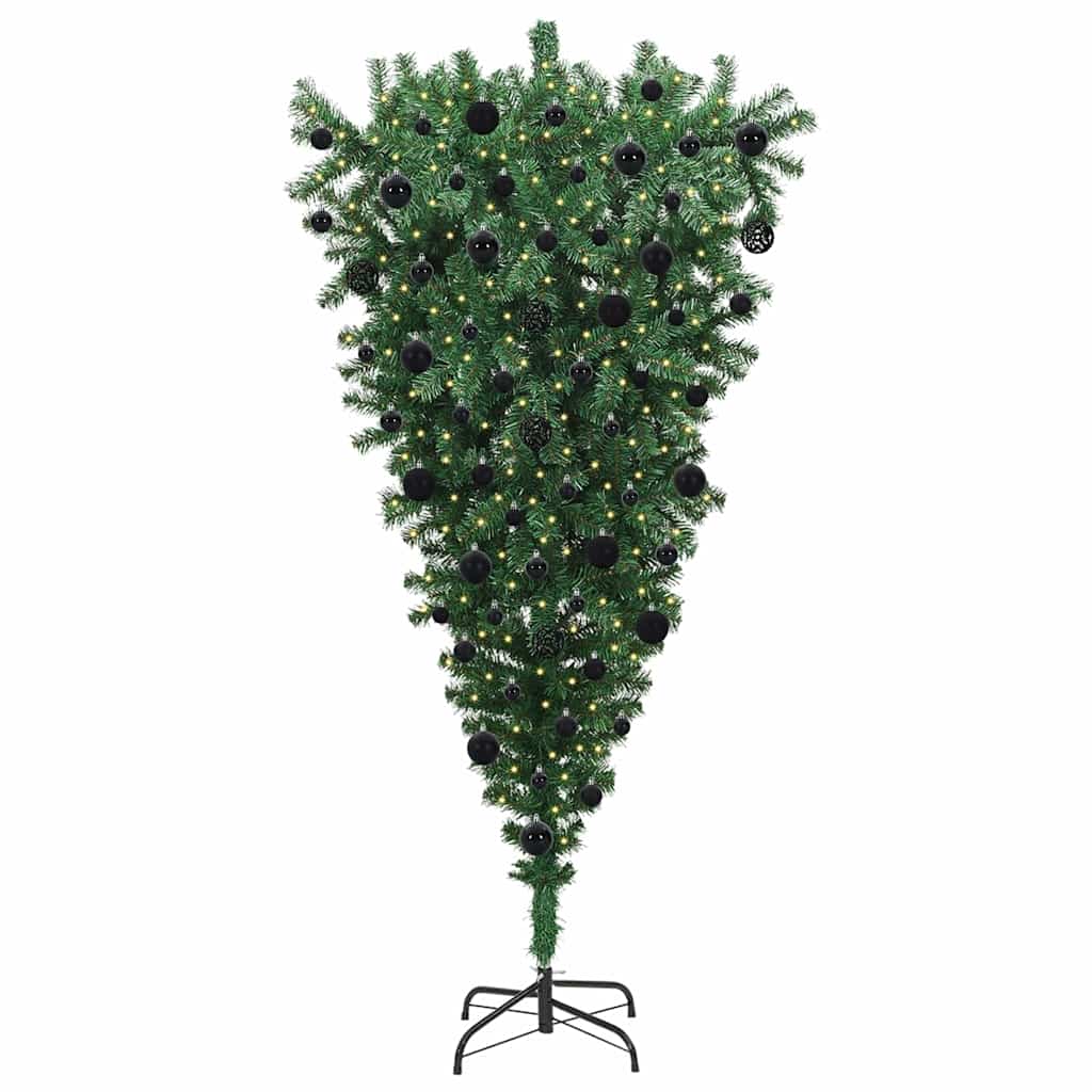 Ondersteboven Kunstkerstboom met Ballenset Groen 210 cm PVC is nu te koop bij PeponiXL, paradijselijk wonen!