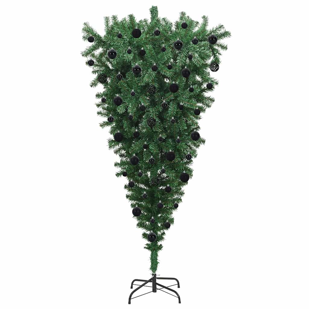 Ondersteboven Kunstkerstboom met Ballenset Groen 210 cm PVC is nu te koop bij PeponiXL, paradijselijk wonen!