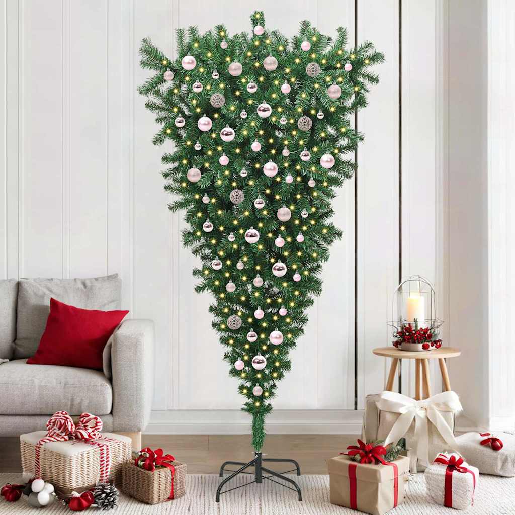 Ophang Kunst Kerstboom met Ballenset Groen 210 cm PVC is nu te koop bij PeponiXL, paradijselijk wonen!