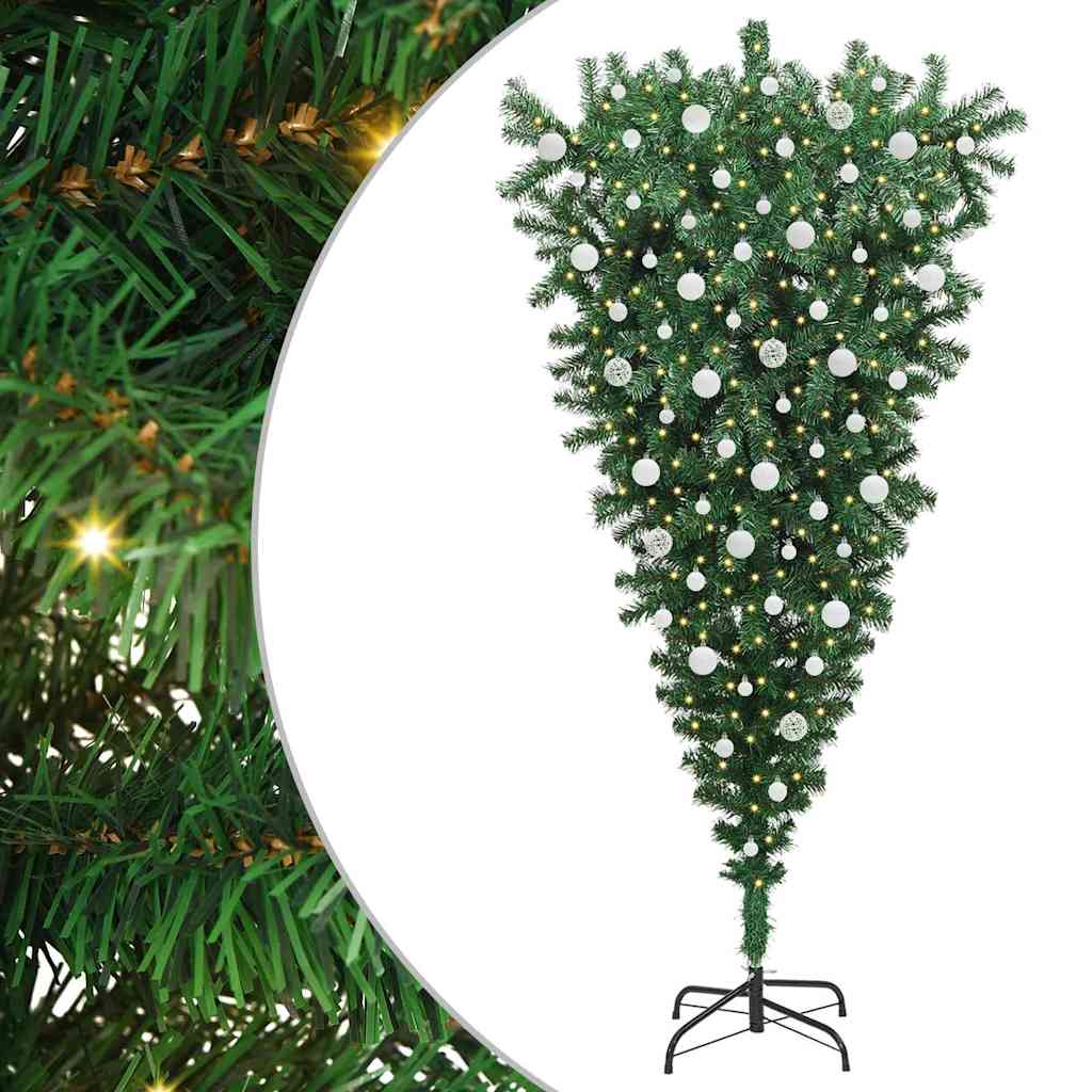 Ondersteboven Kunstkerstboom met Verlichting en Ballen Set PVC is nu te koop bij PeponiXL, paradijselijk wonen!