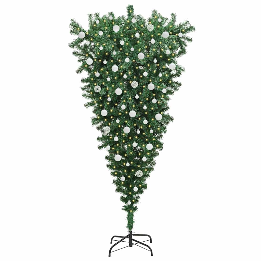 Ondersteboven Kunstkerstboom met Verlichting en Ballen Set PVC is nu te koop bij PeponiXL, paradijselijk wonen!
