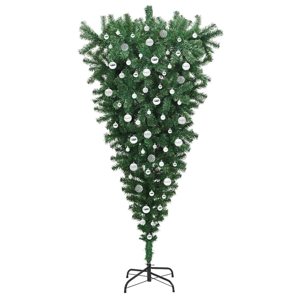 Ondersteboven Kunst Kerstboom met Ballen Set Groen 210 cm PVC is nu te koop bij PeponiXL, paradijselijk wonen!