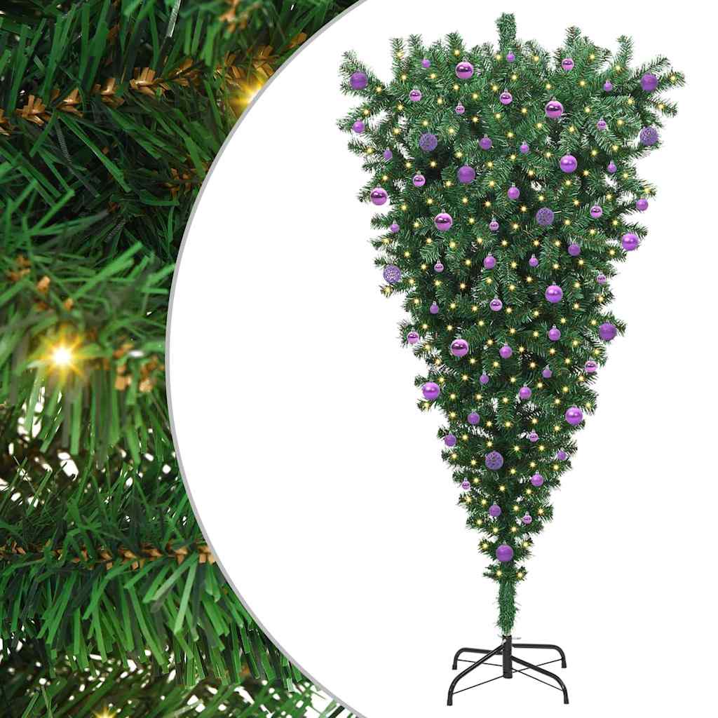 Ondersteboven Kunst Kerstboom met Ballenset Groen 210 cm PVC is nu te koop bij PeponiXL, paradijselijk wonen!