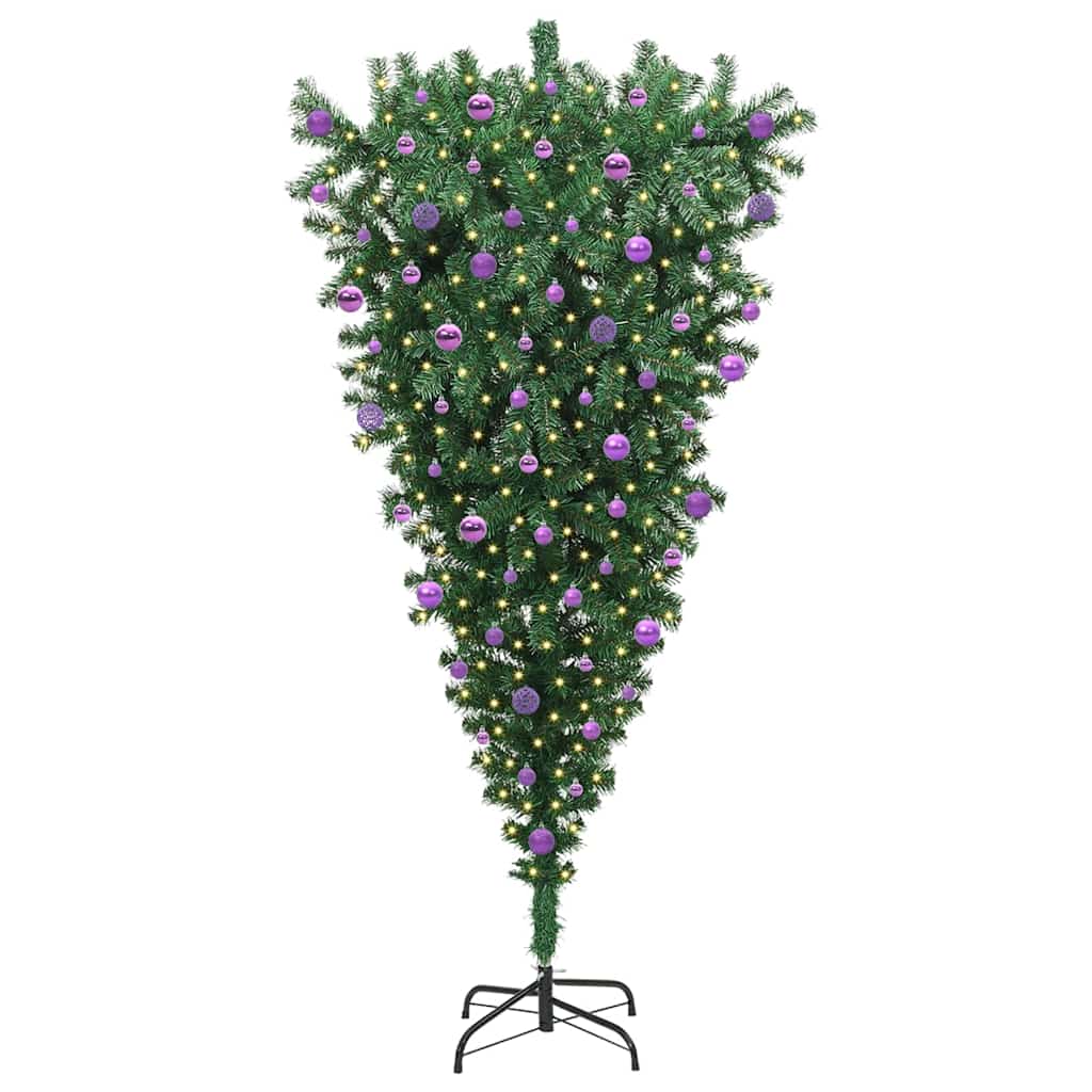 Ondersteboven Kunst Kerstboom met Ballenset Groen 210 cm PVC is nu te koop bij PeponiXL, paradijselijk wonen!