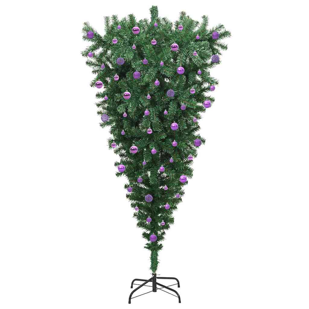 Ondersteboven Kunst Kerstboom met Ballenset Groen 210 cm PVC is nu te koop bij PeponiXL, paradijselijk wonen!