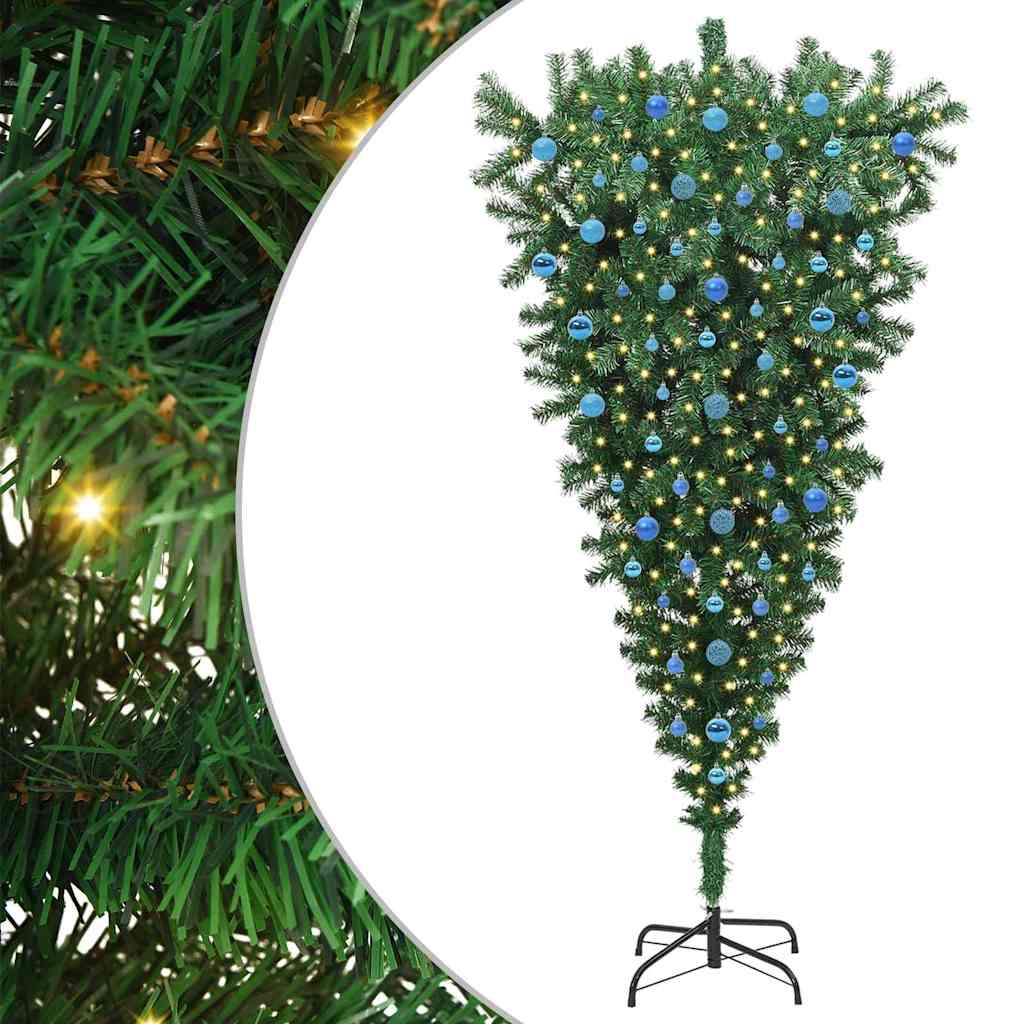 Ondersteboven kunst Kerstboom met ballenset Groen 210 cm PVC is nu te koop bij PeponiXL, paradijselijk wonen!