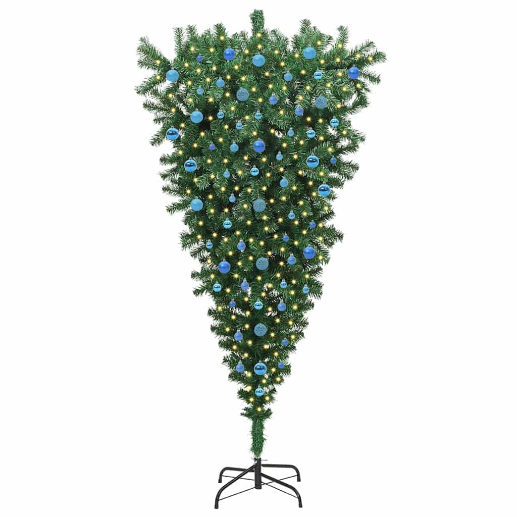 Ondersteboven kunst Kerstboom met ballenset Groen 210 cm PVC is nu te koop bij PeponiXL, paradijselijk wonen!