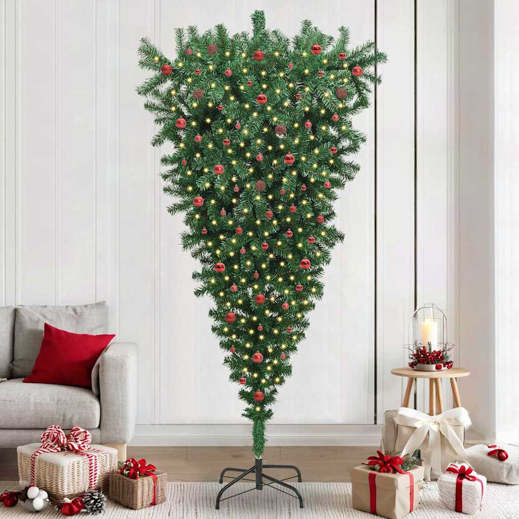 Ondersteboven Kunst Kerstboom met Ballenset Groen 240 cm PVC is nu te koop bij PeponiXL, paradijselijk wonen!