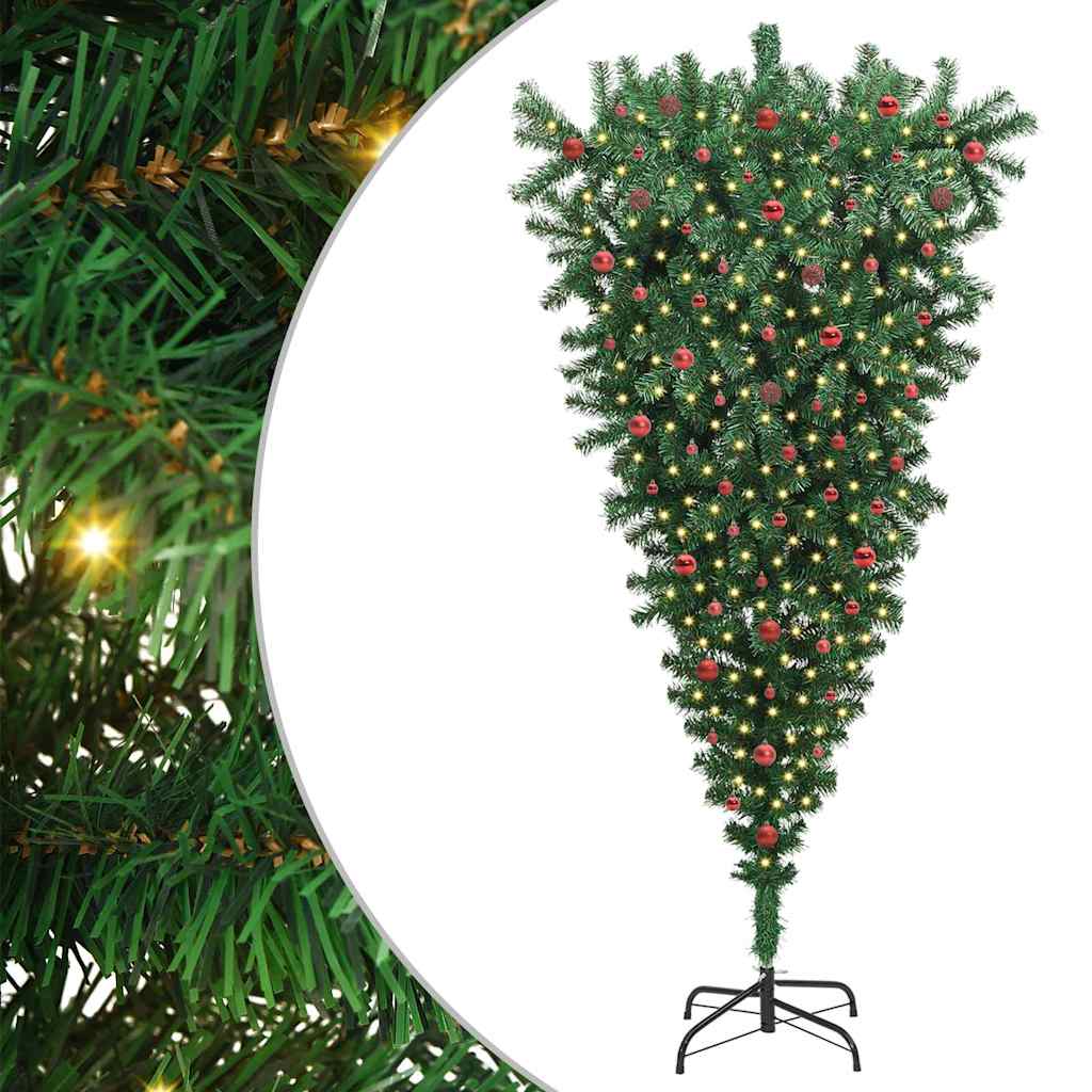 Ondersteboven Kunst Kerstboom met Ballenset Groen 240 cm PVC is nu te koop bij PeponiXL, paradijselijk wonen!