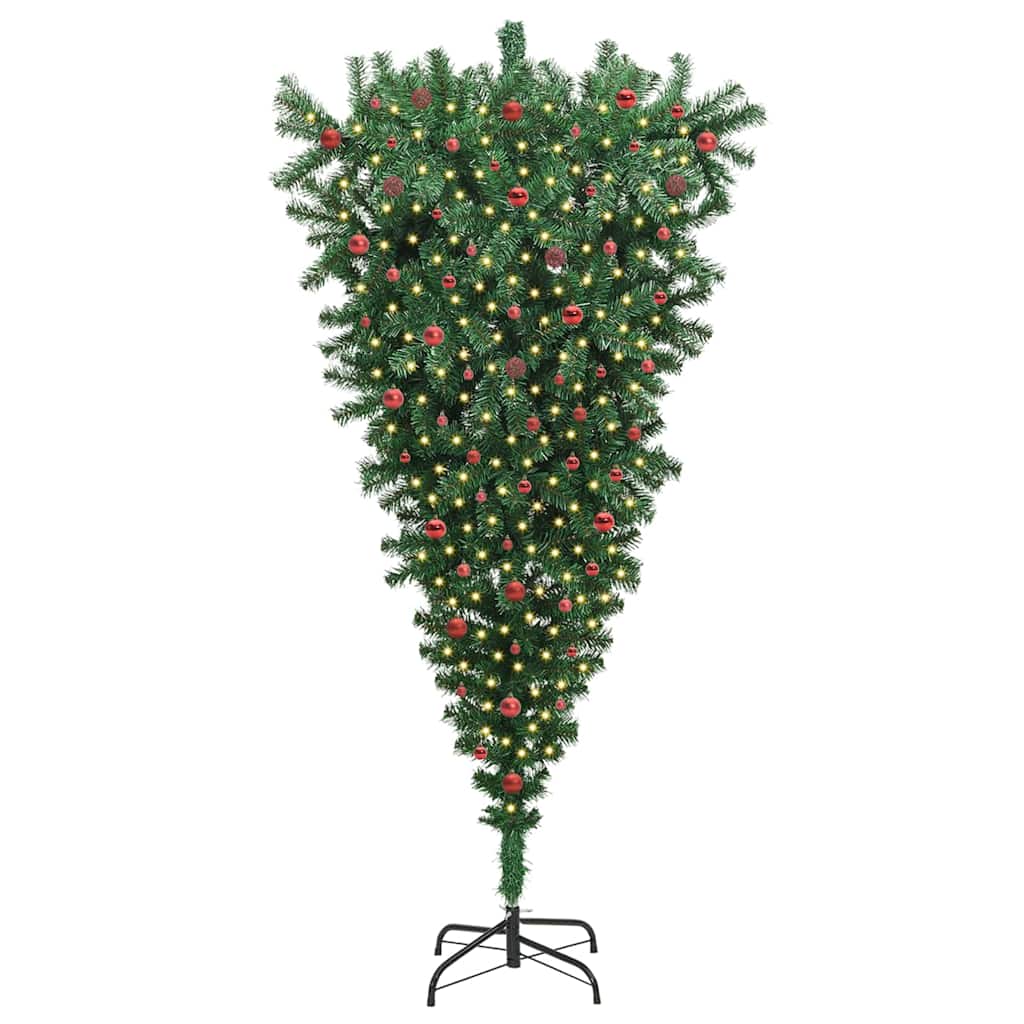 Ondersteboven Kunst Kerstboom met Ballenset Groen 240 cm PVC is nu te koop bij PeponiXL, paradijselijk wonen!
