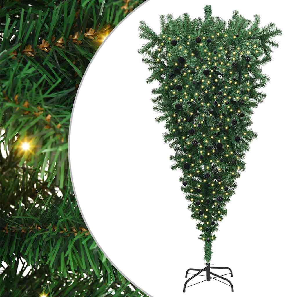 Ondersteboven Kunstkerstboom met Ballenset Groen 240 cm PVC is nu te koop bij PeponiXL, paradijselijk wonen!