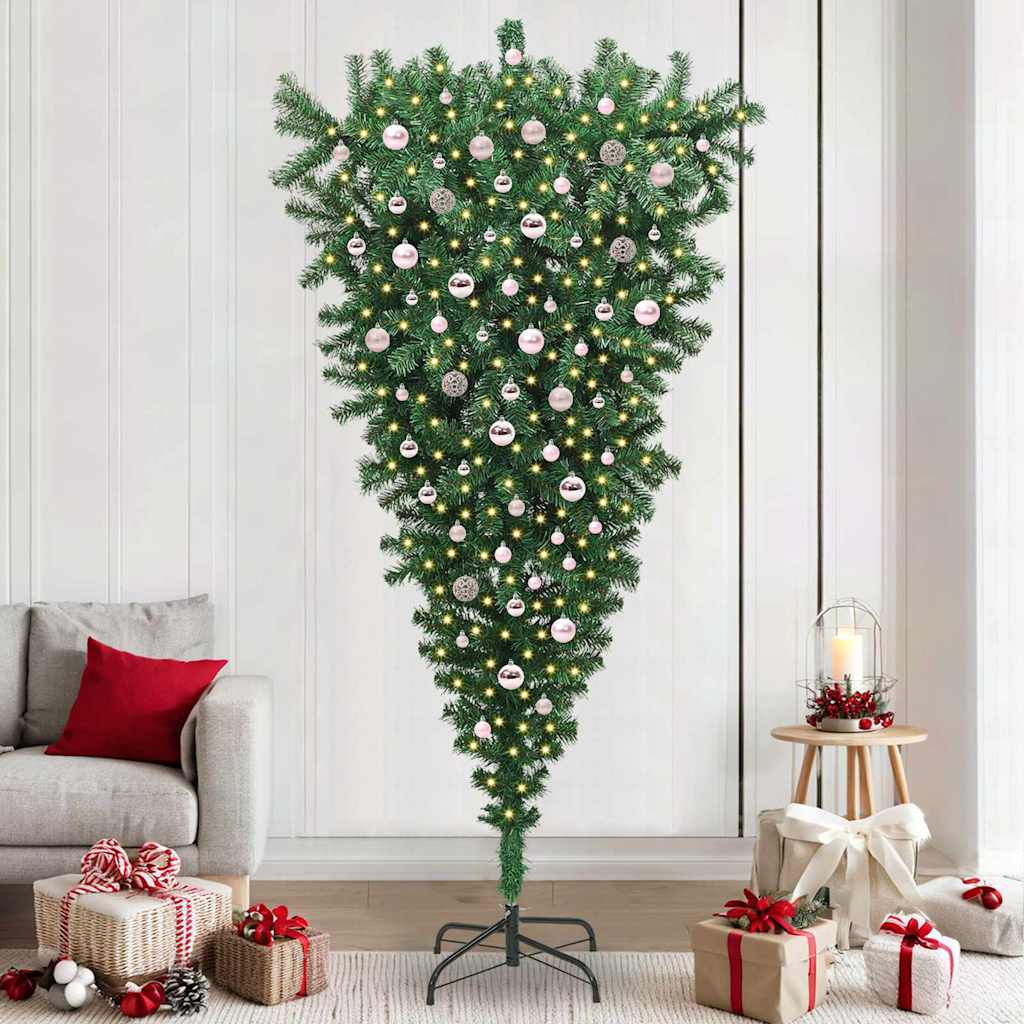Ondersteboven Kunstkerstboom met Verlichting en Bal Set 240 cm is nu te koop bij PeponiXL, paradijselijk wonen!