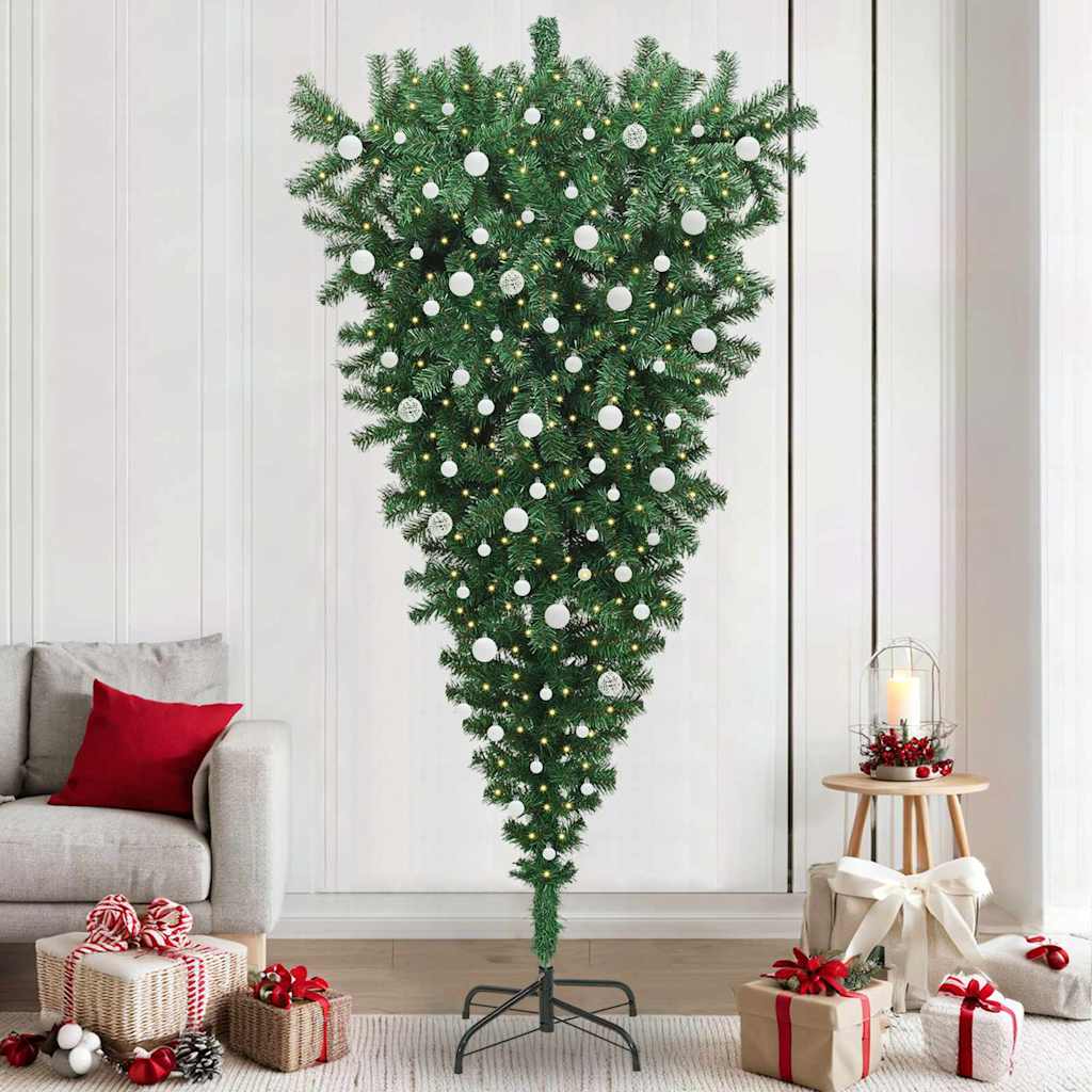 Omgekeerde Kunstkerstboom met Ballenset Groen 240 cm PVC is nu te koop bij PeponiXL, paradijselijk wonen!