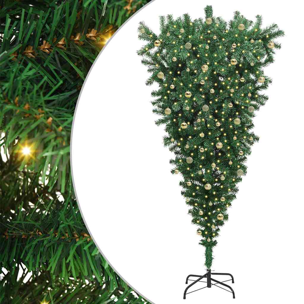 Ondersteboven Kunstkerstboom met Verlichtingsset en Ballen PVC is nu te koop bij PeponiXL, paradijselijk wonen!