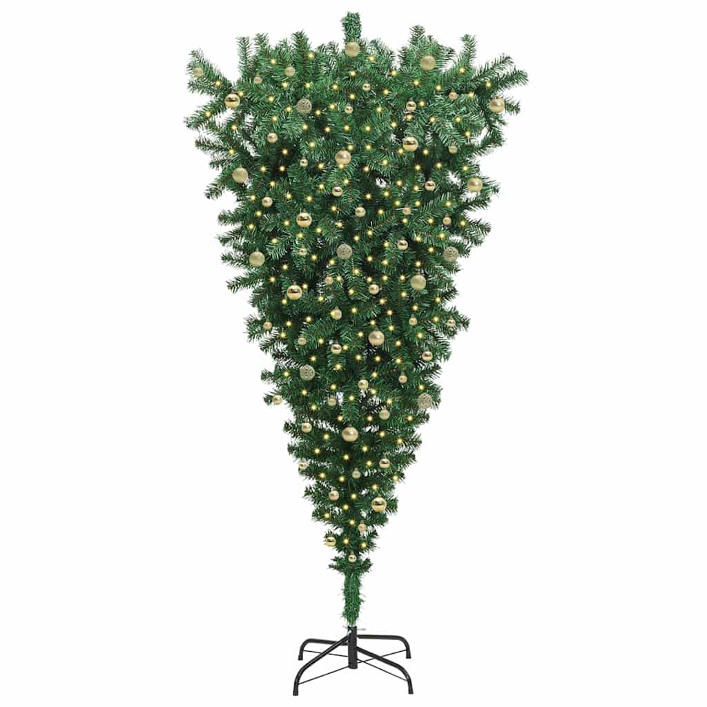 Ondersteboven Kunstkerstboom met Verlichtingsset en Ballen PVC is nu te koop bij PeponiXL, paradijselijk wonen!