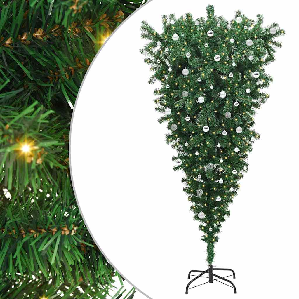 Ondersteboven Kunstkerstboom met Ballenset Groen 240 cm PVC is nu te koop bij PeponiXL, paradijselijk wonen!