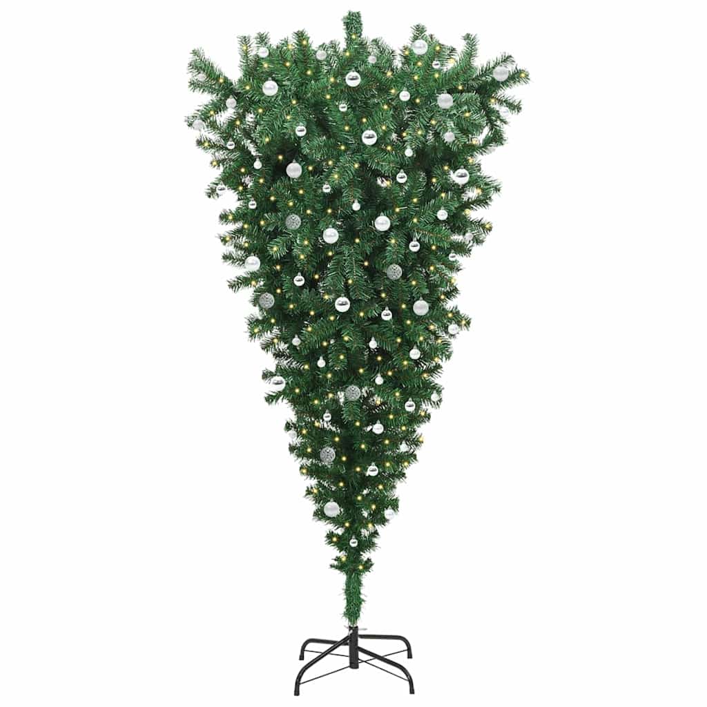 Ondersteboven Kunstkerstboom met Ballenset Groen 240 cm PVC is nu te koop bij PeponiXL, paradijselijk wonen!