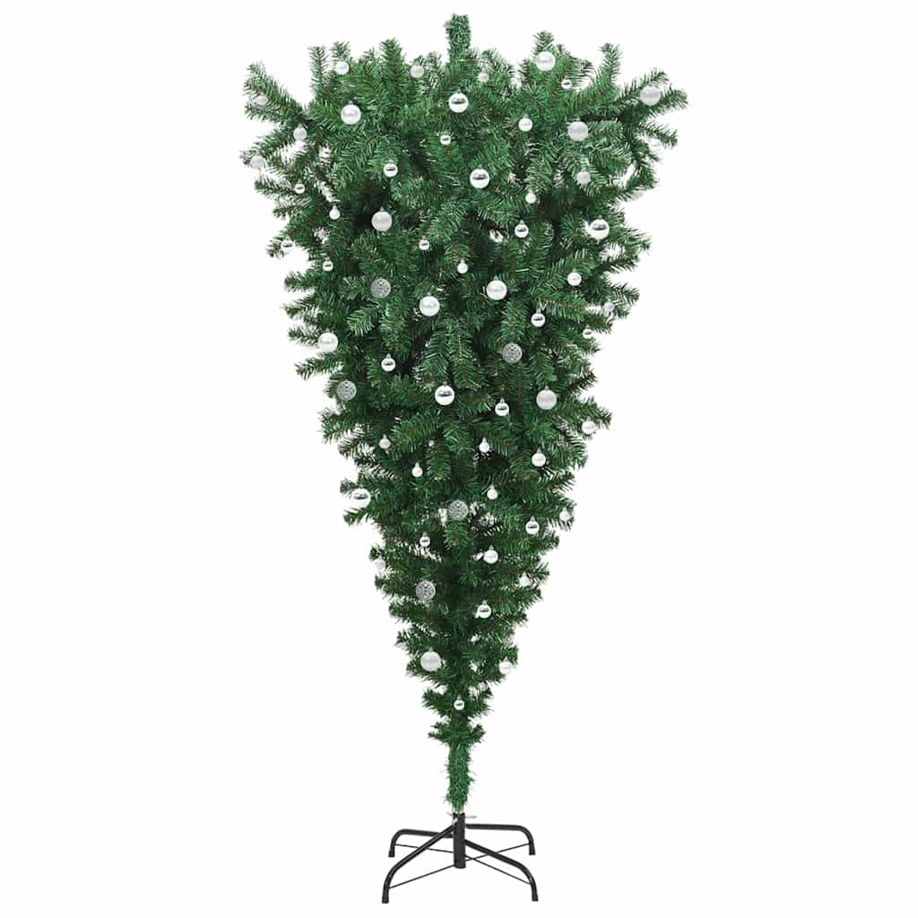 Ondersteboven Kunstkerstboom met Ballenset Groen 240 cm PVC is nu te koop bij PeponiXL, paradijselijk wonen!