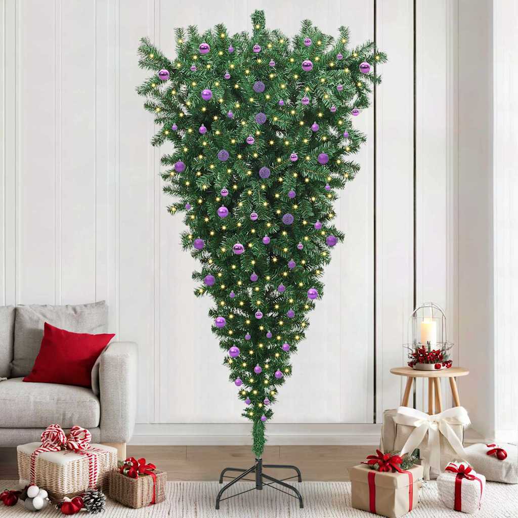 Ondersteboven Kunst Kerstboom Met Ballenset Groen 240 cm PVC is nu te koop bij PeponiXL, paradijselijk wonen!