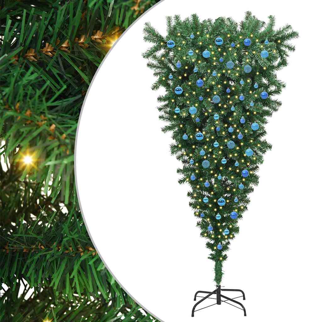 Ondersteboven Kunstkerstboom met Ballenset Groen 240 cm PVC is nu te koop bij PeponiXL, paradijselijk wonen!