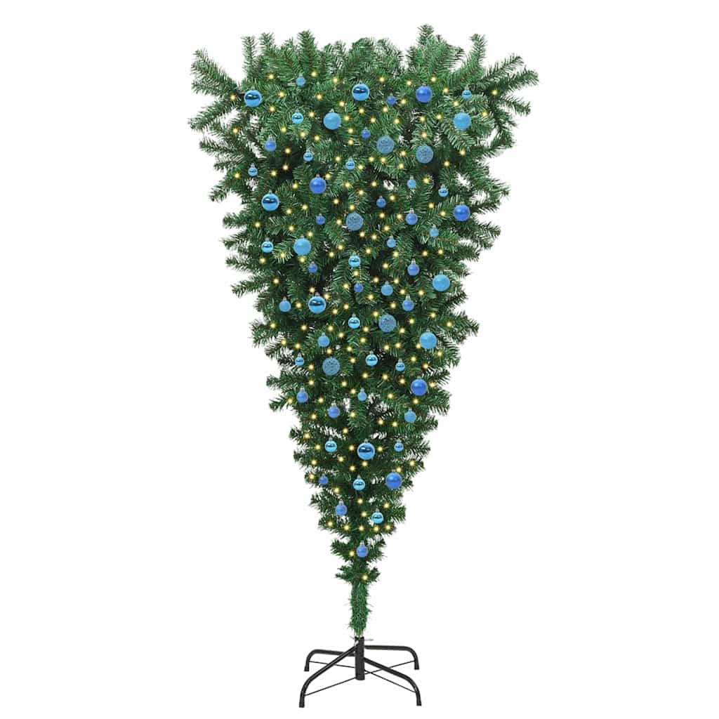 Ondersteboven Kunstkerstboom met Ballenset Groen 240 cm PVC is nu te koop bij PeponiXL, paradijselijk wonen!