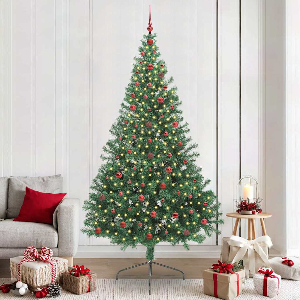 Kunstmatig Voorverlicht Kerstboom met 300 LED Groen 240 cm PVC is nu te koop bij PeponiXL, paradijselijk wonen!