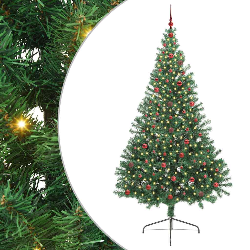 Kunstmatig Voorverlicht Kerstboom met 300 LED Groen 240 cm PVC is nu te koop bij PeponiXL, paradijselijk wonen!