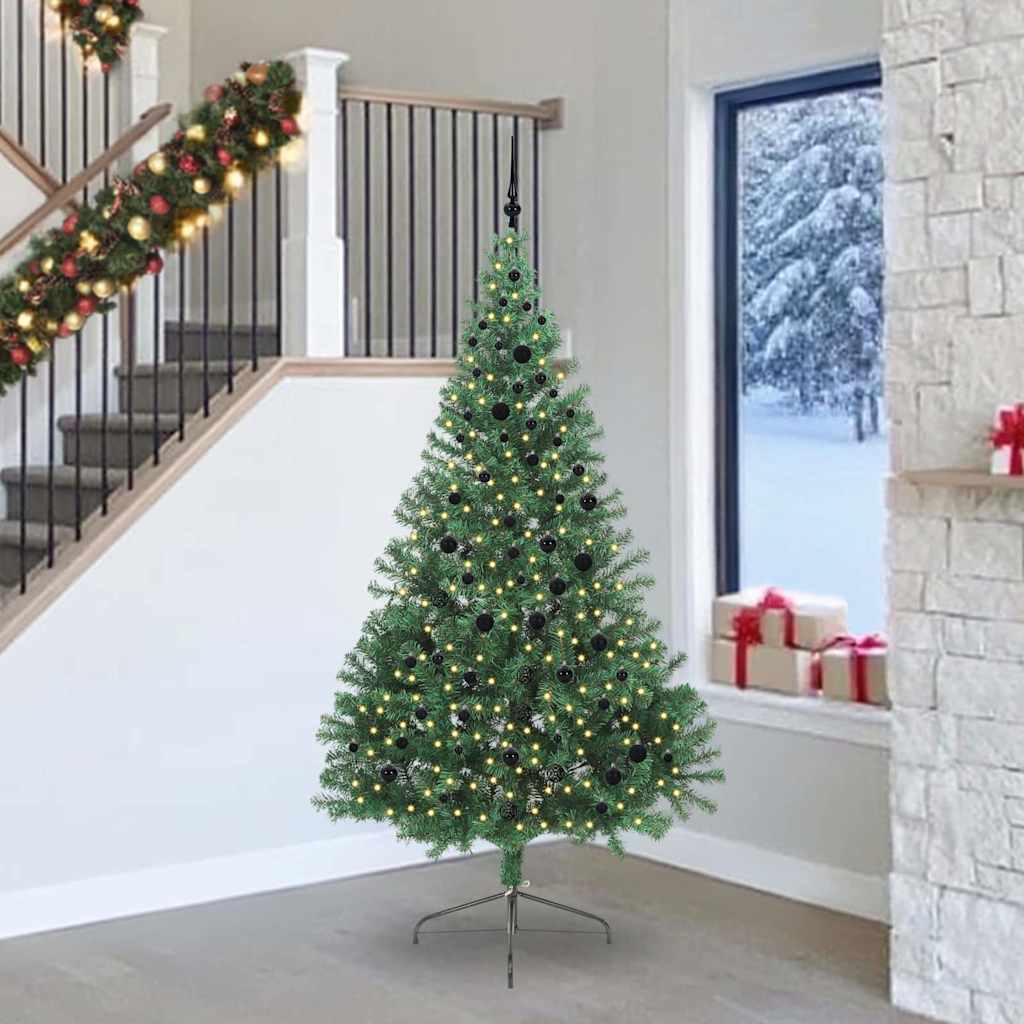 Kunstmatig Voorverlicht Kerstboom met 300 LED Groen 240 cm PVC is nu te koop bij PeponiXL, paradijselijk wonen!